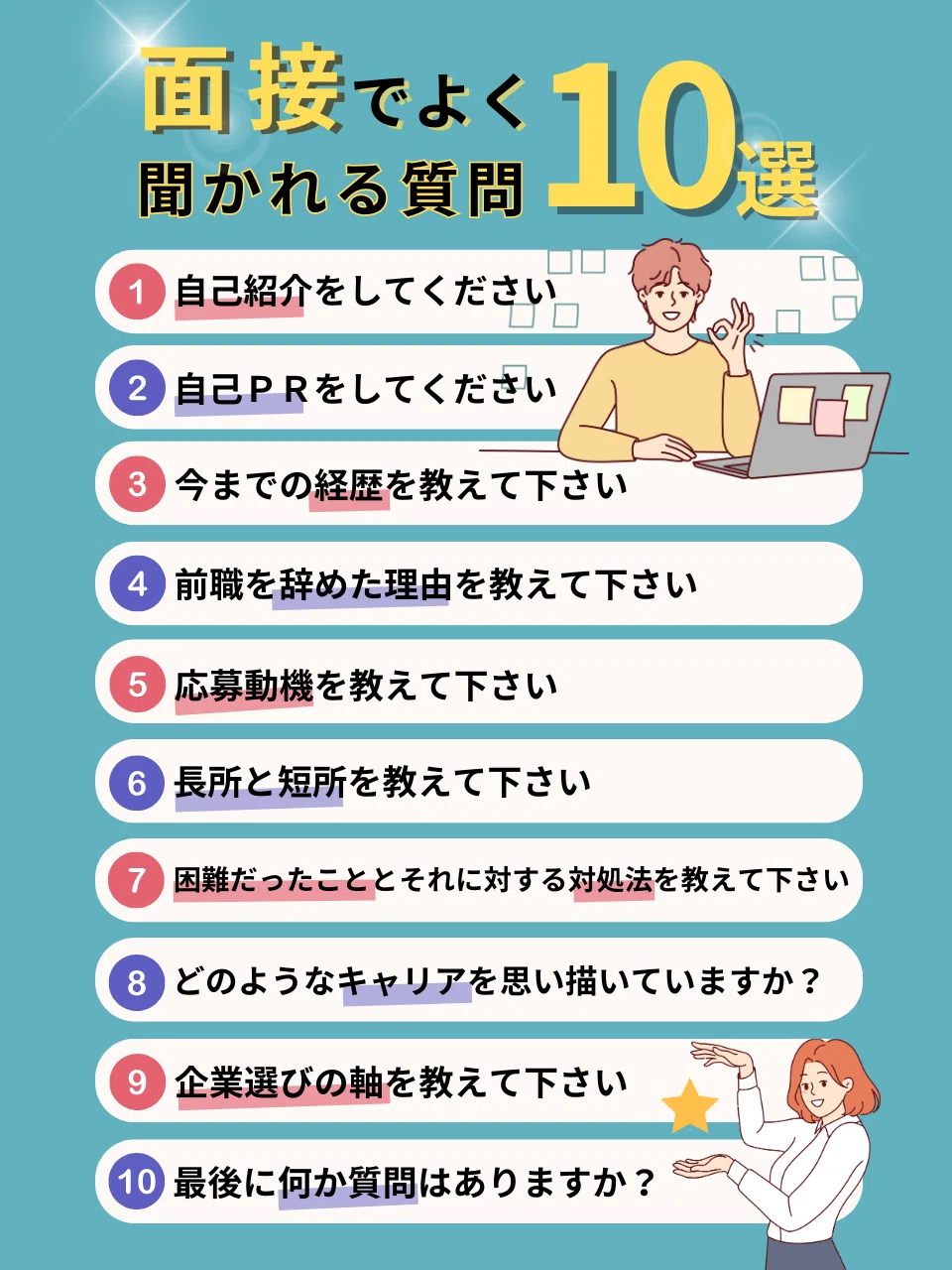 面接でよく聞かれる質問を図解にしました!|在宅ワークを探そう!@ゆい