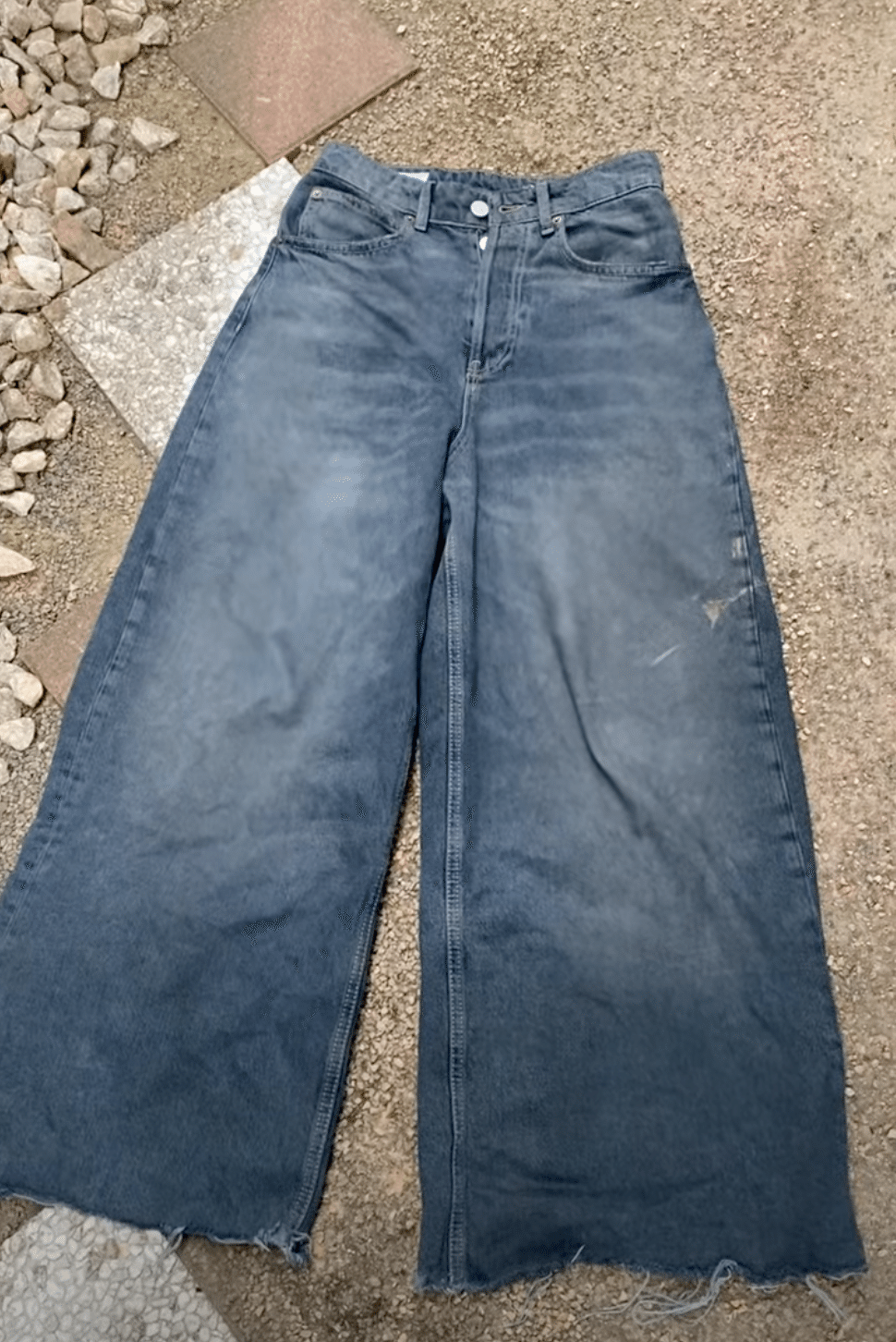 一点物デニムリメイク色落ちダメージデニムマキシロングスカートブルドッグ ★男前 超ワイルド 色落ち デニム MIX ダメージ リメイク ロングスカート★