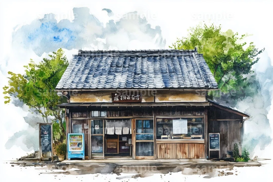 「オシャレな古民家カフェの外観」イメージイラスト9枚【note限定素材】｜カフェ素材.com｜フリー素材サイト