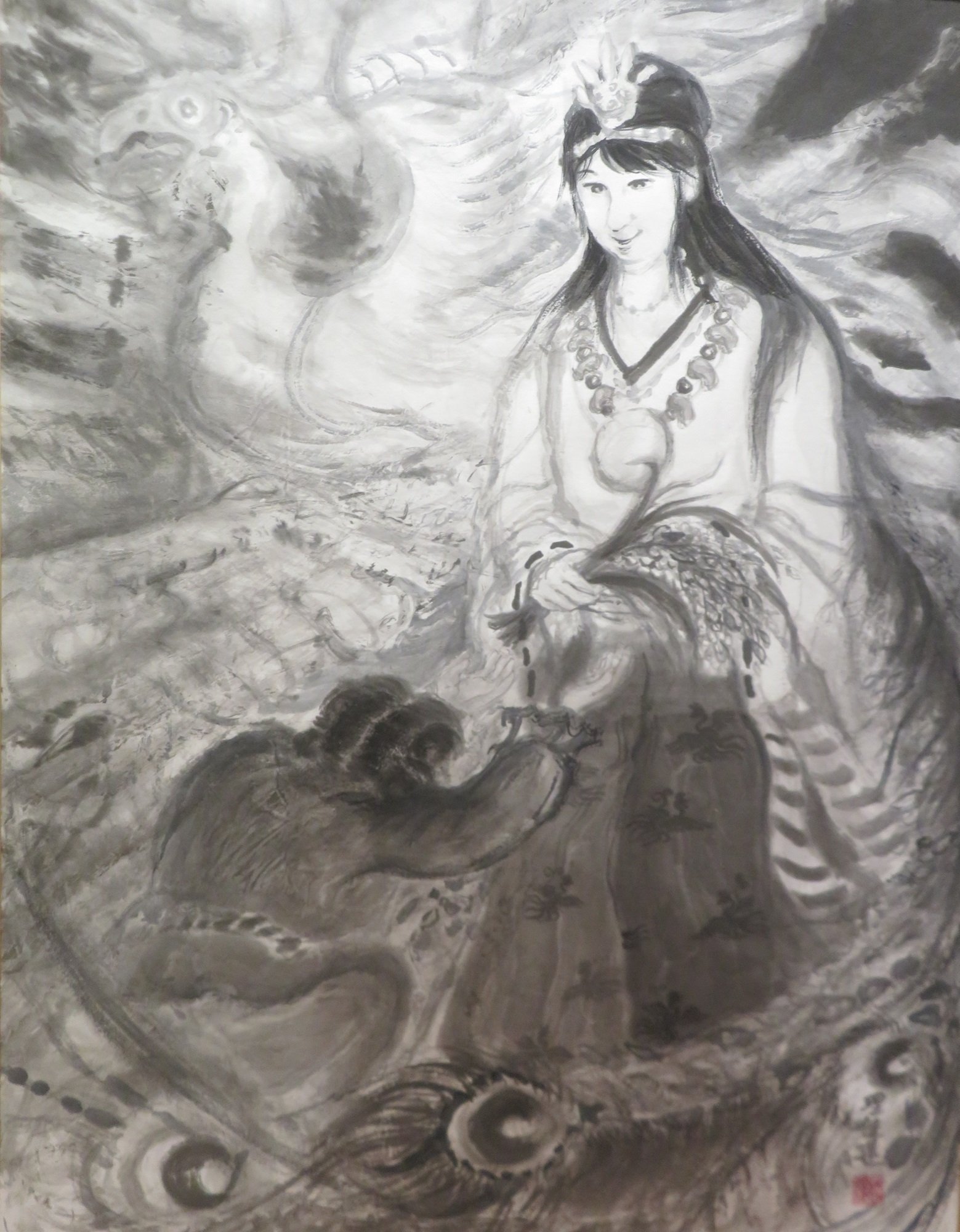 水墨画 天照大神B4サイズ 斎庭の稲穂｜リカオン