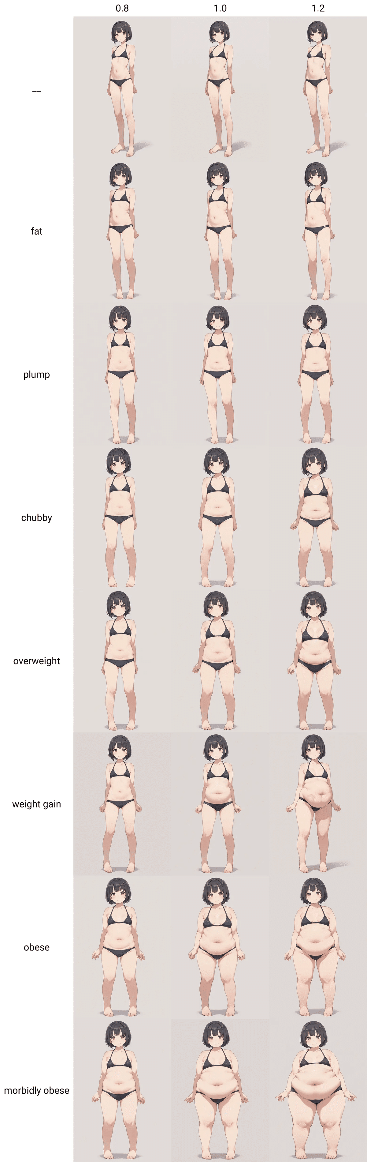 貧乳ロリ穴レイプ漫画 SD Pony】 プロンプト比較 体型編｜文倉カスカ