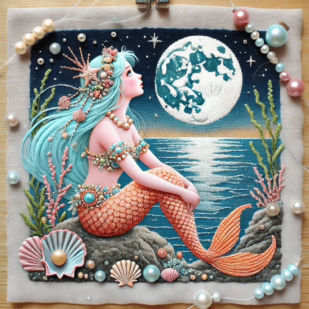画像生成AI】人魚姫の月見｜Nyori