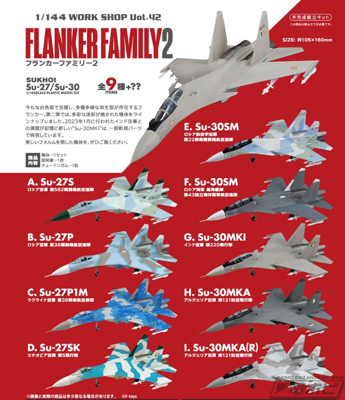 戦闘機「Su-27」「Su-30」の1/144スケール半完成組立キットが