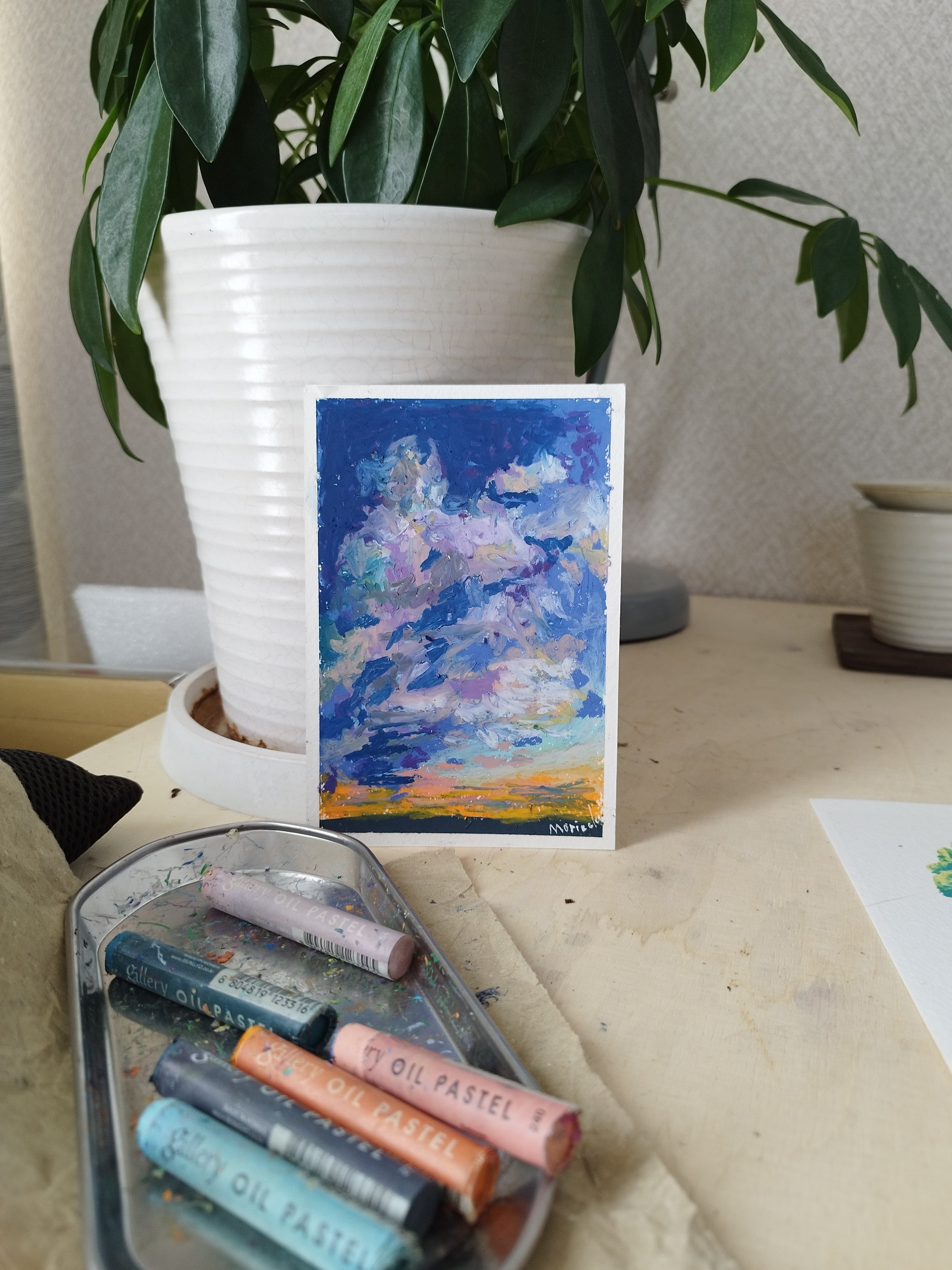 オイルパステル】空ばっか。｜モリワキユウ