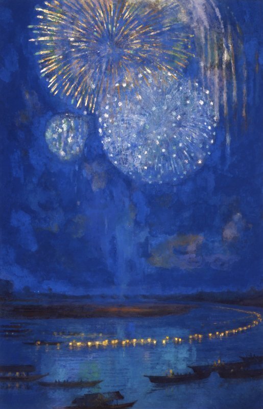 【作品名 「花三輪」 岩絵の具 日本画】東山魁夷の流派 東山魁夷「花明り」木版画＋新復刻画 :: 絵画買取・販売 - シバヤマ