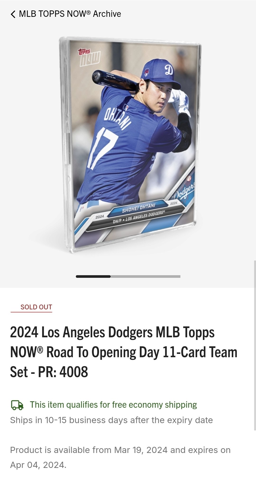 24時間限定 Topps Now カード 452 大谷翔平 20枚セット 20枚セット】大谷