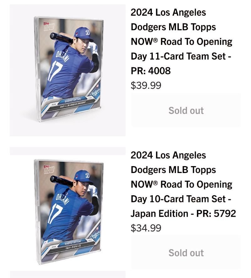 大谷翔平 2024 Topps now ボーナスカード ゴールド 3HR 50/50