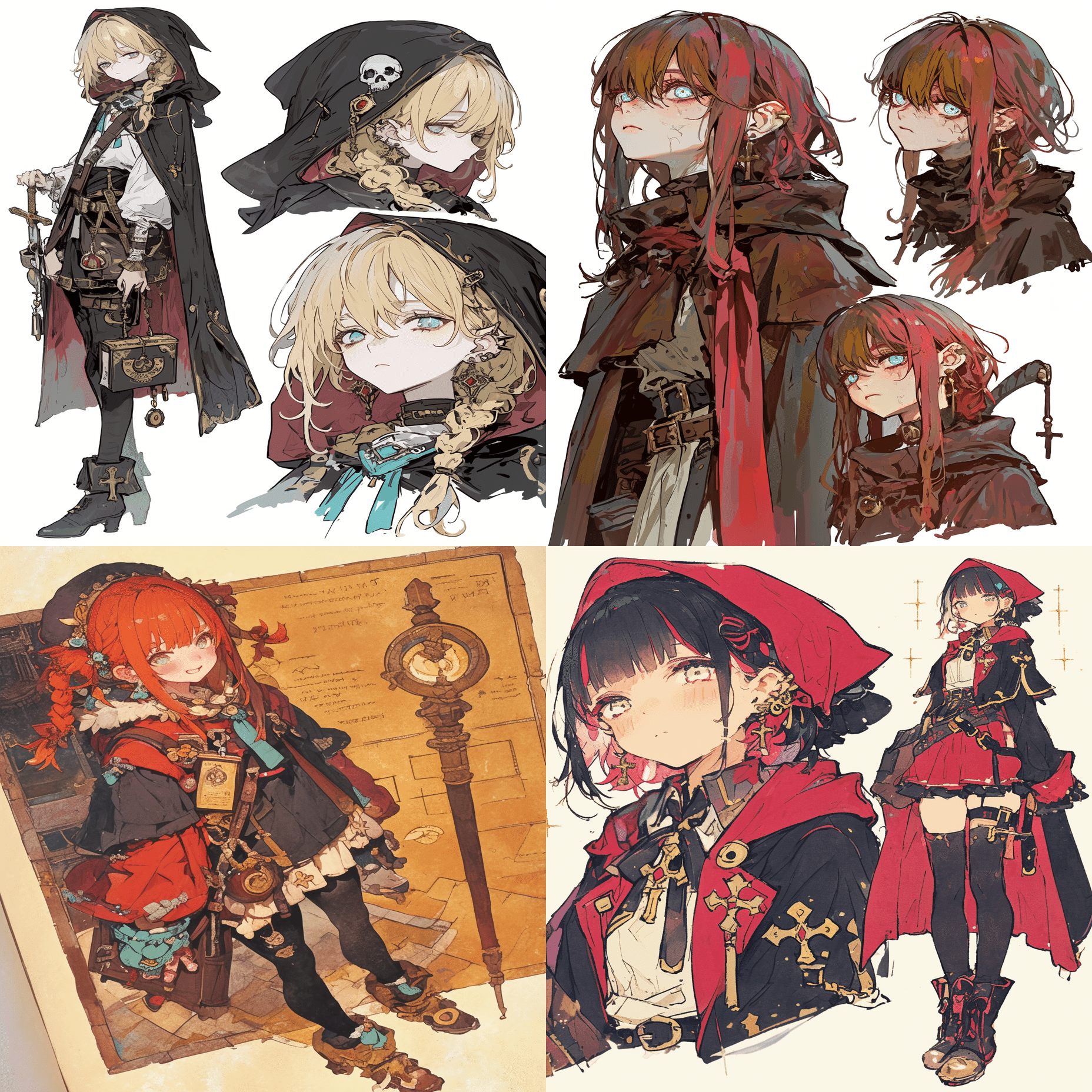 ファンタジー風スケッチに描いたようなキャラクターシートを生成する