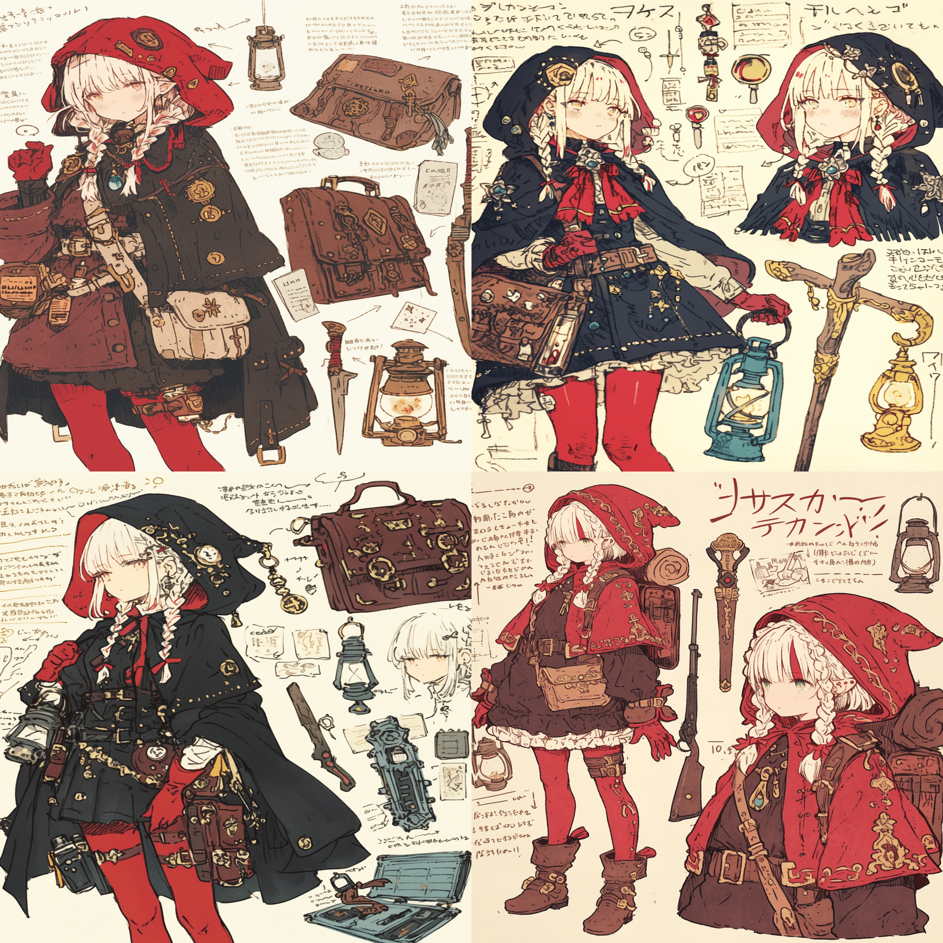 ファンタジー風スケッチに描いたようなキャラクターシートを生成する