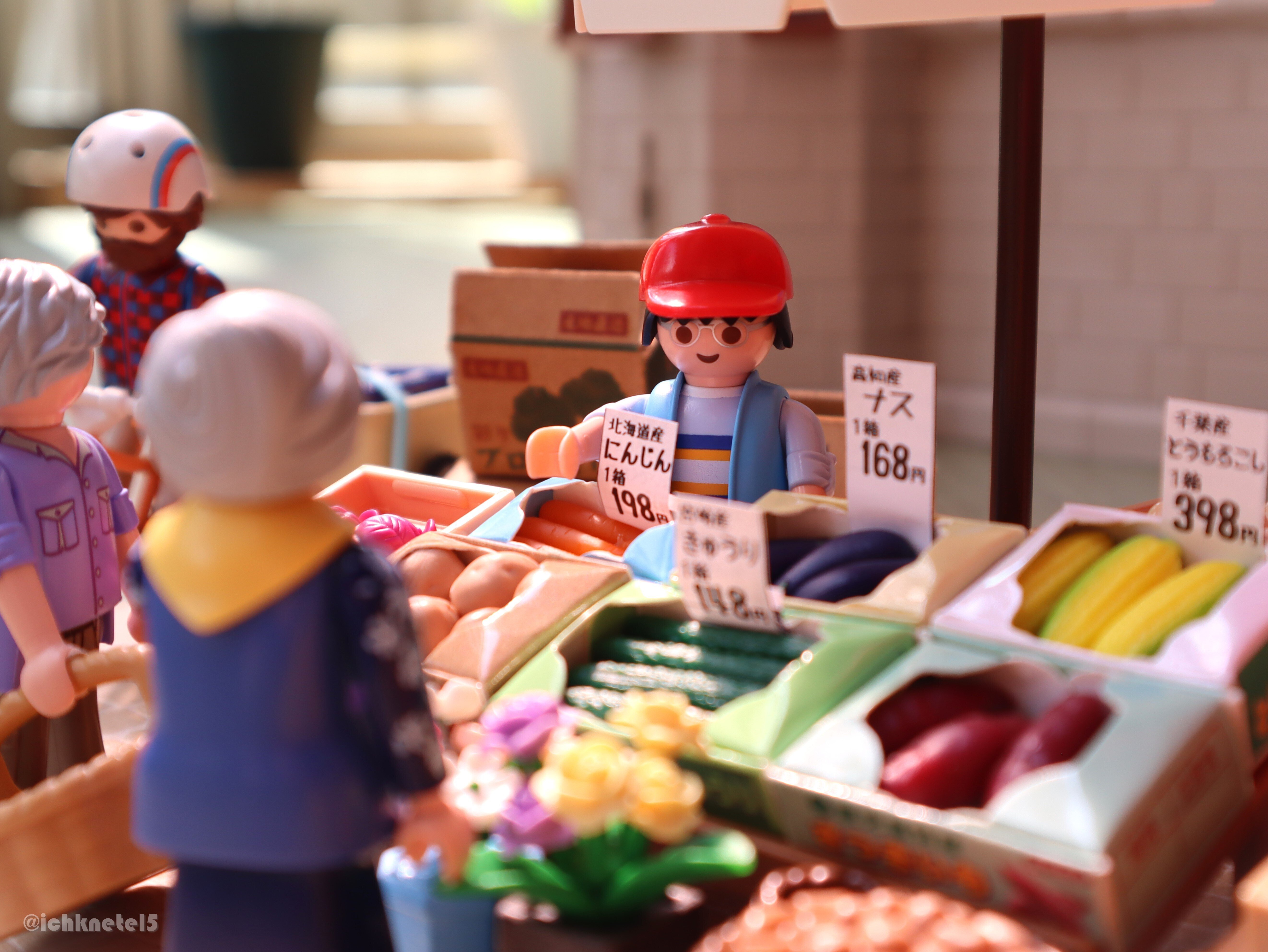 朝穫れ野菜のマルシェ🥬🥕🍅🍆｜こねてる×playmobil
