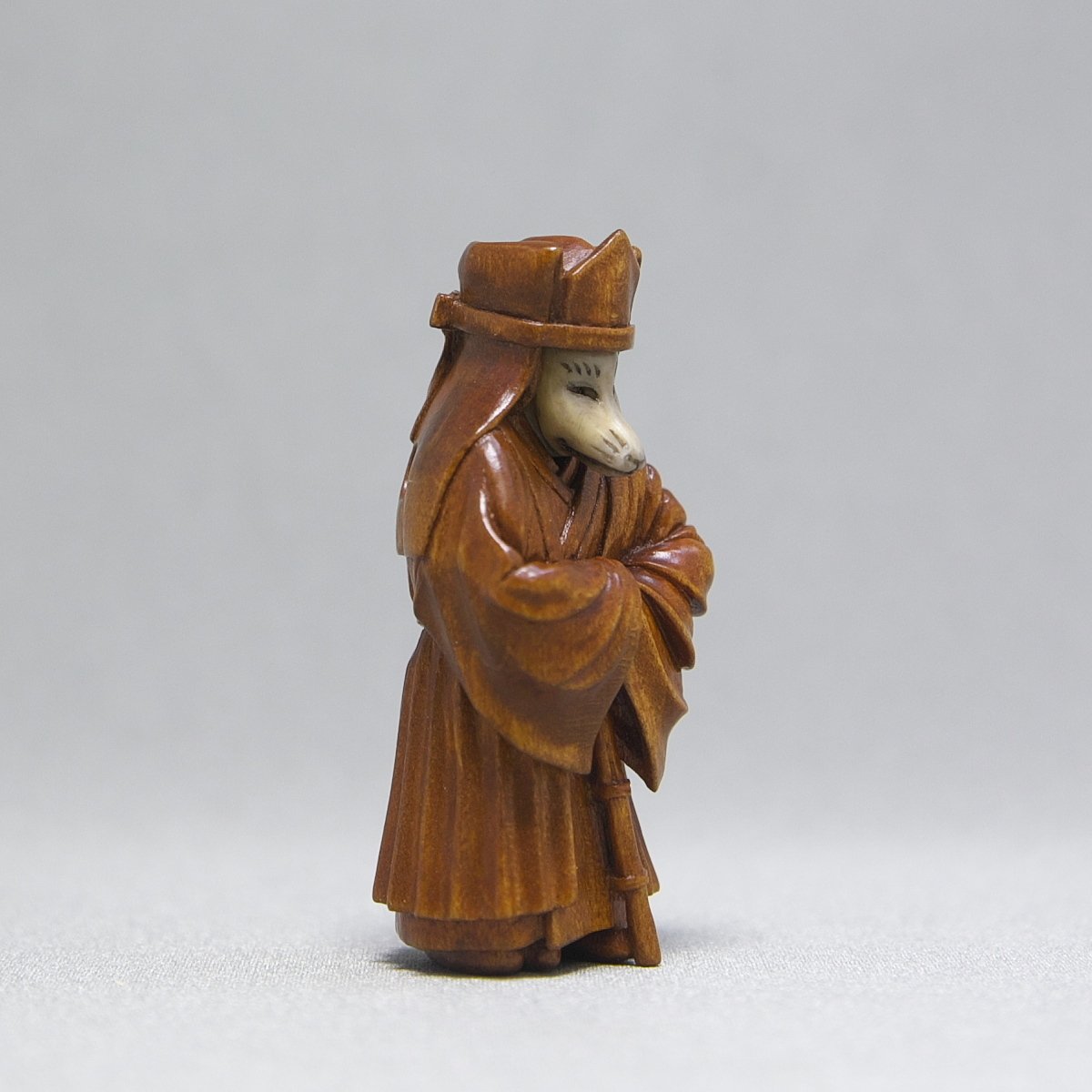 古根付 Netsuke 江戸期 鹿角 妖怪狐 狐 白蔵主 きつね 稲荷神 釣狐 古根付 Netsuke 江戸期 鹿角 妖怪狐 狐 白蔵主 きつね 稲荷神 釣狐