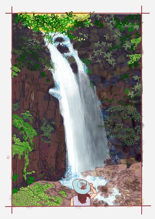第83回：お絵描きノート：#ブラシツール：滝の描き方：信濃、小野の滝