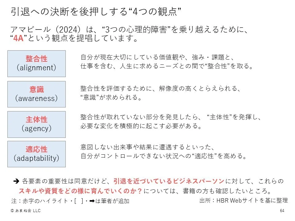 引退の意思決定を鈍らせる“3つの心理的障害”と、意思決定を促進する“4 