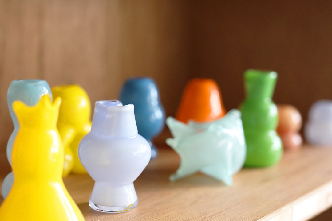 ガラス作家　ミネウチモネ　1点もの　綺麗なイエローグラス　作家物　小さめグラス ガラス作家 ミネウチモネ 1点もの 綺麗なイエローグラス 作家物 小さめ