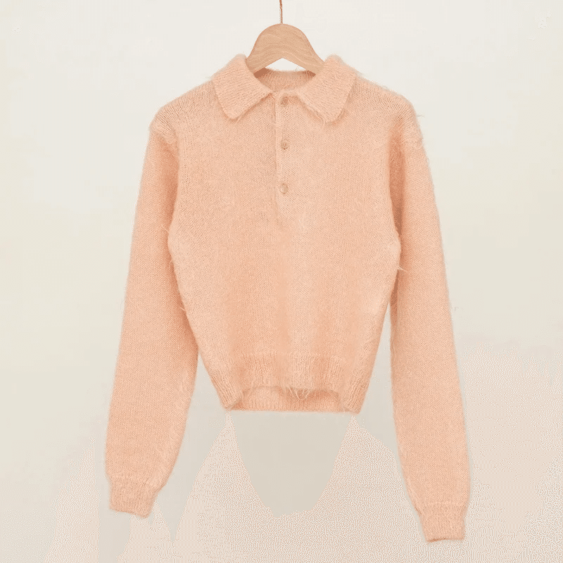 AURALEE】BRUSHED SUPER KID MOHAIR KNIT SHORT POLO｜THIRTY' THIRTY'