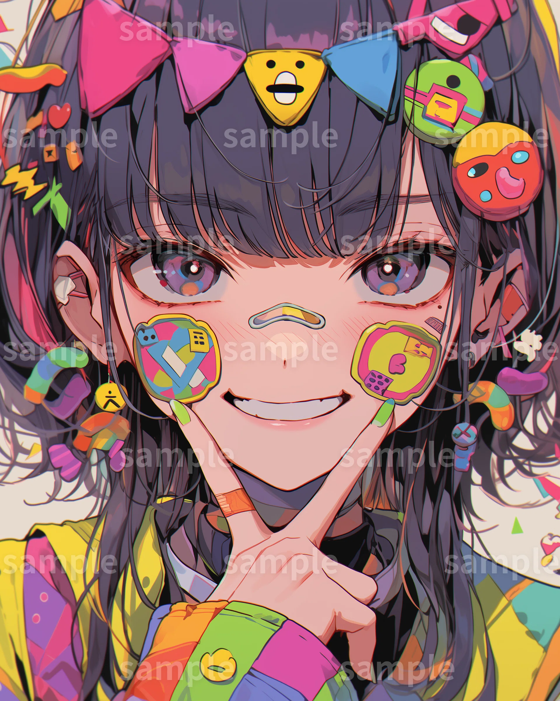 カラフル女子」のイラスト素材3枚｜SNS用アイコン・アイキャッチ
