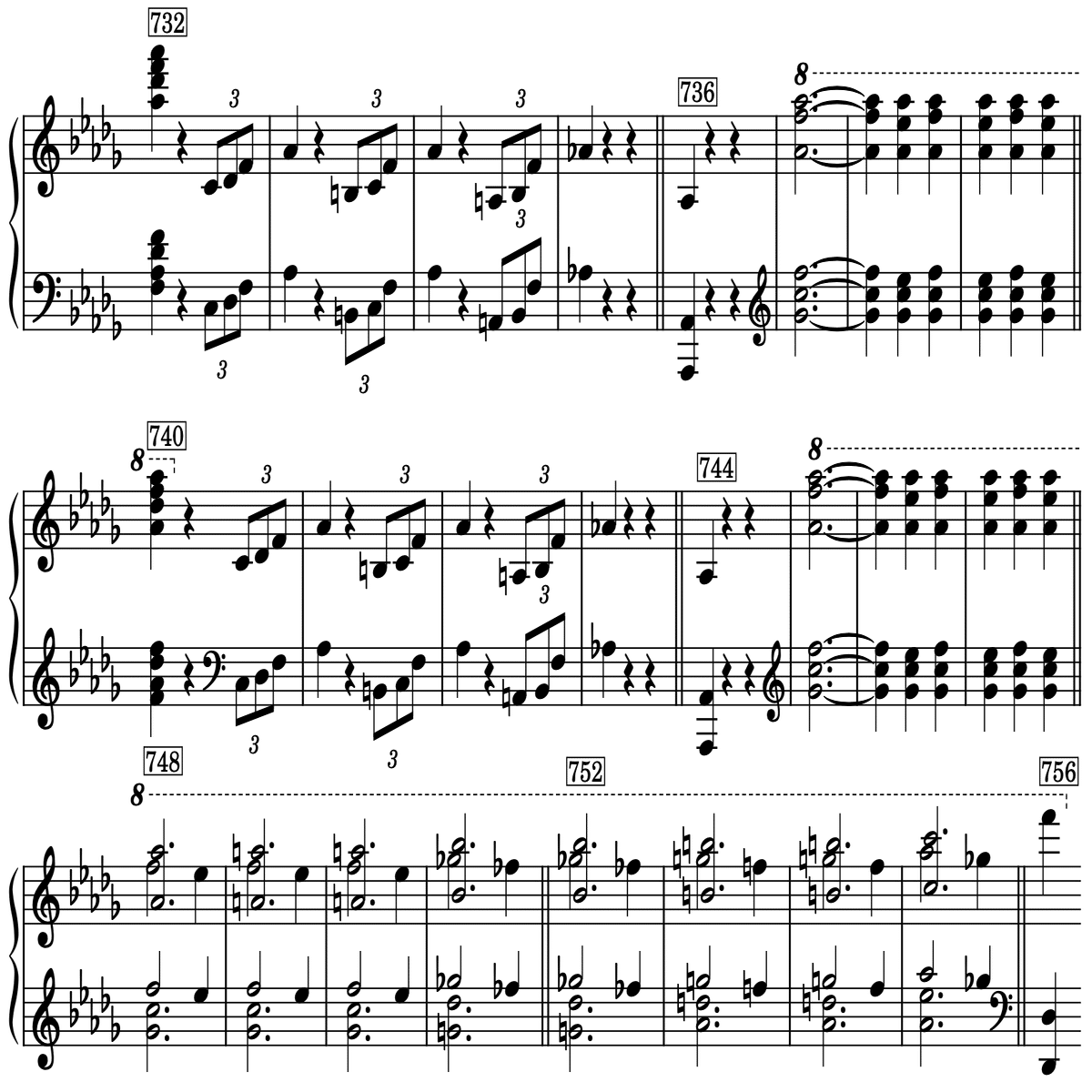 せ*ん様 官子譜 ショパン、スケルツォ第2番のリズムその4(コーダ、mm.716–780)｜大高