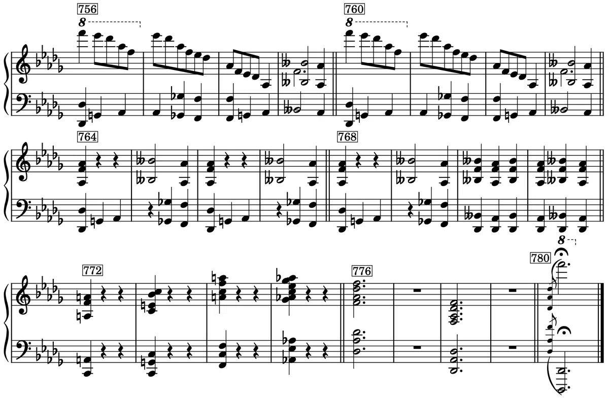 せ*ん様 官子譜 ショパン、スケルツォ第2番のリズムその4(コーダ、mm.716–780)｜大高
