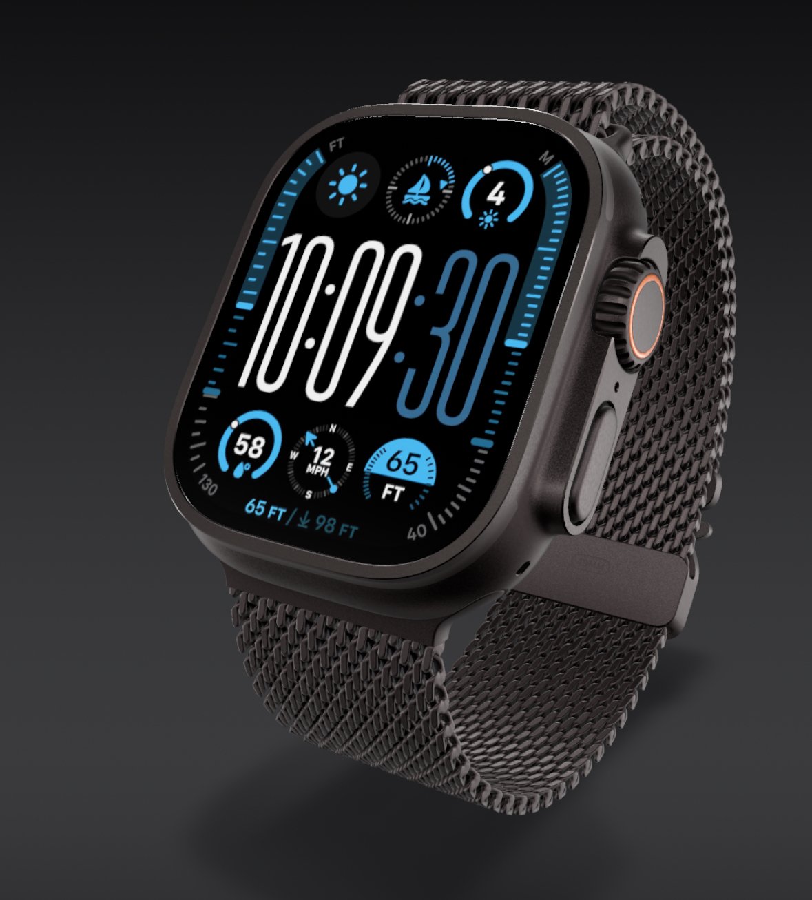 レア Apple Watch アナログ腕時計 逆回転 /黒 ブラック スマート