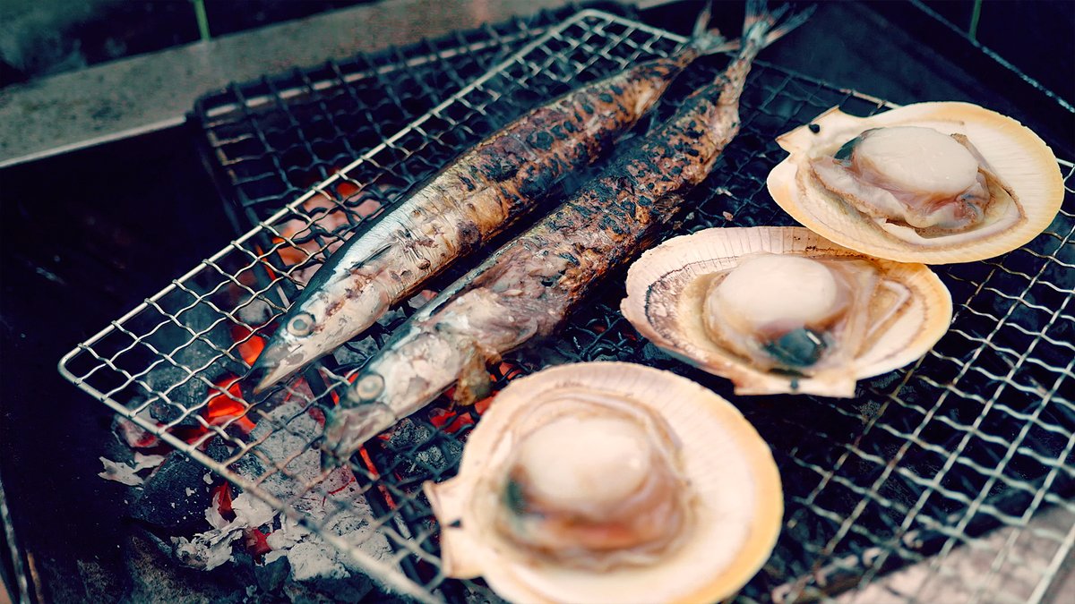 キャンプ飯（秋刀魚とホタテ）