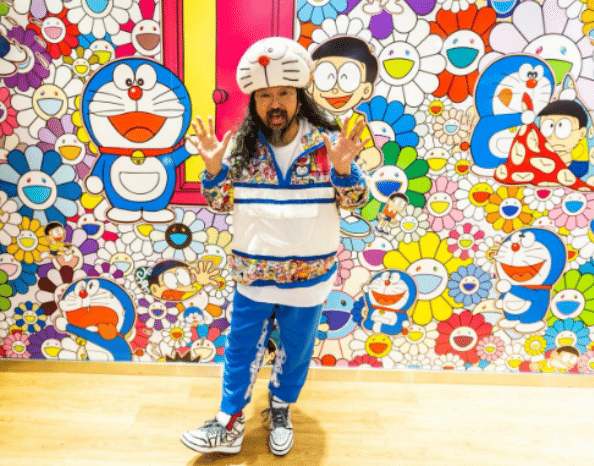 村上隆のび太とドラえもんがお花の中にいます 版画