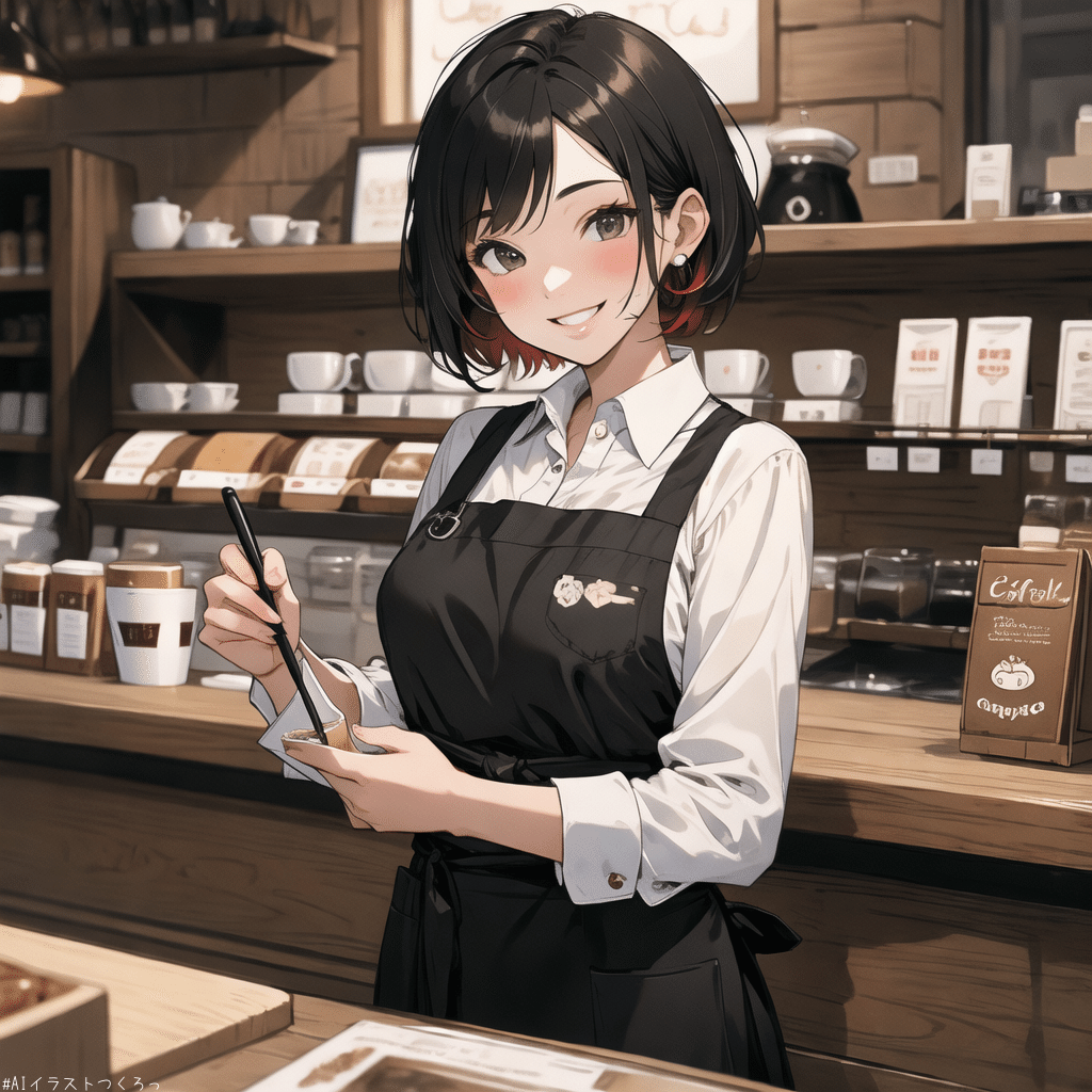 AIイラスト⑦（喫茶熊大の店員さん）｜ゲーム＆喫茶『AXIS』と居酒屋『道』