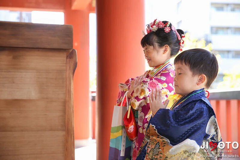 大阪の神社で七五三出張撮影