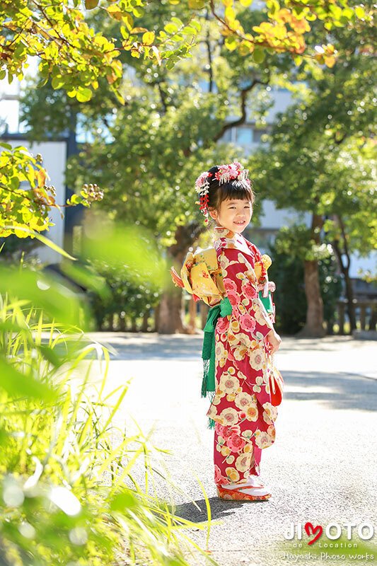 大阪の神社で七五三出張撮影