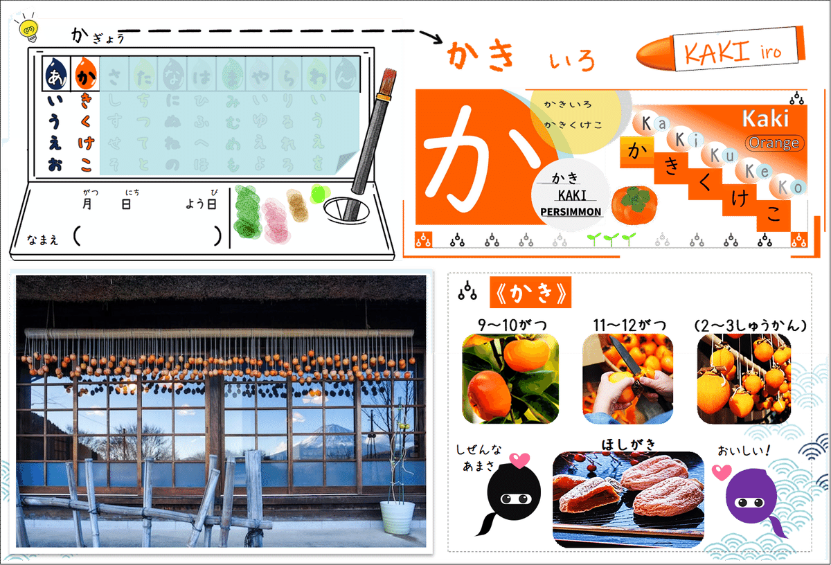 こどものにほんご|日本の国果 柿:かきくけこ(13)|Ise-roku こどものにほんご|日本の国果 柿:かきくけこ(13)|Ise-roku