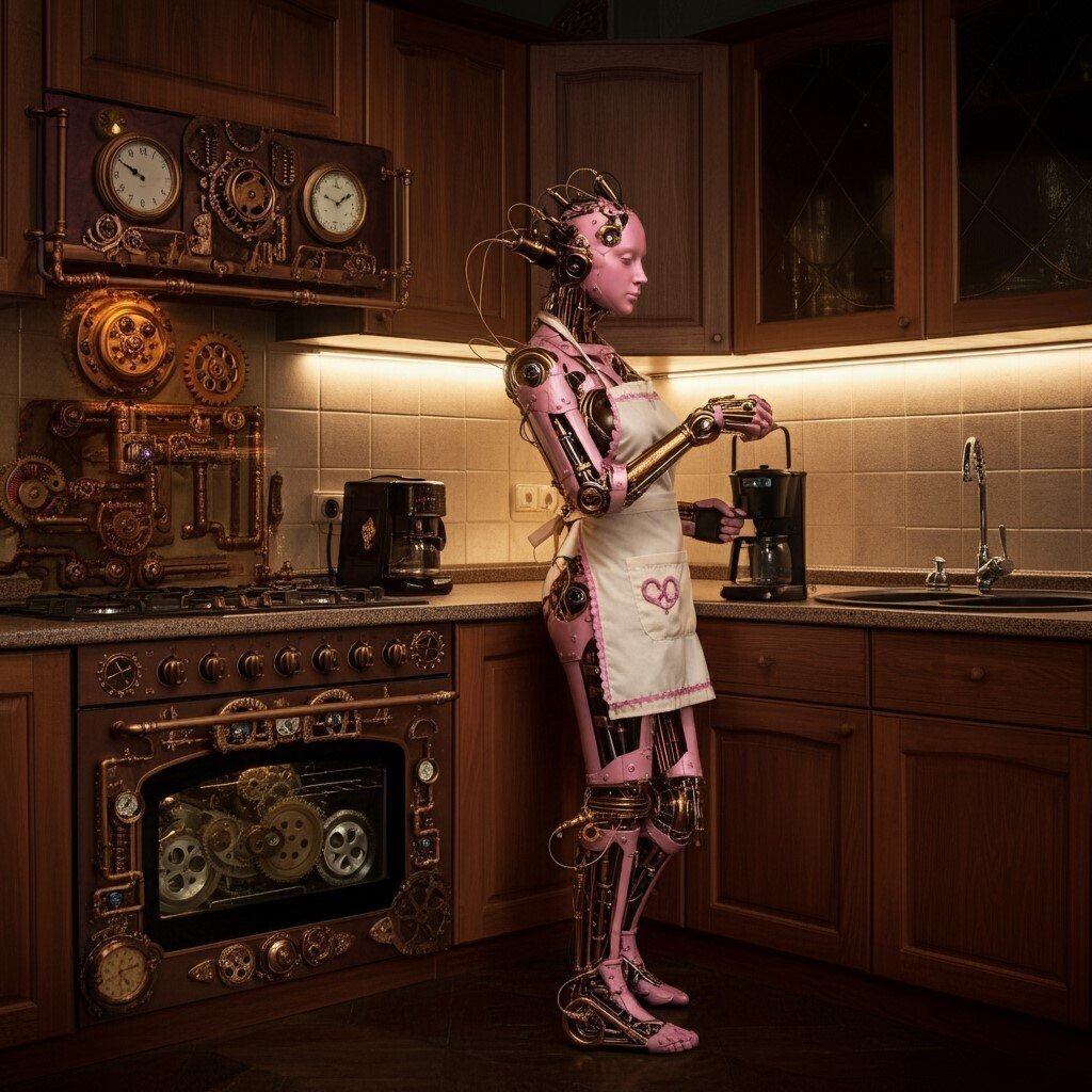 キッチン de スチームパンク @ImageFX＋プロンプト｜茜町春彦