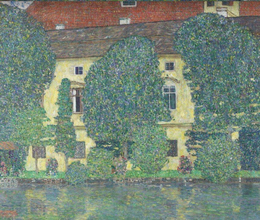 油絵 風景画『アッター湖畔のカンマー城 』-クリムト 肉筆1点物