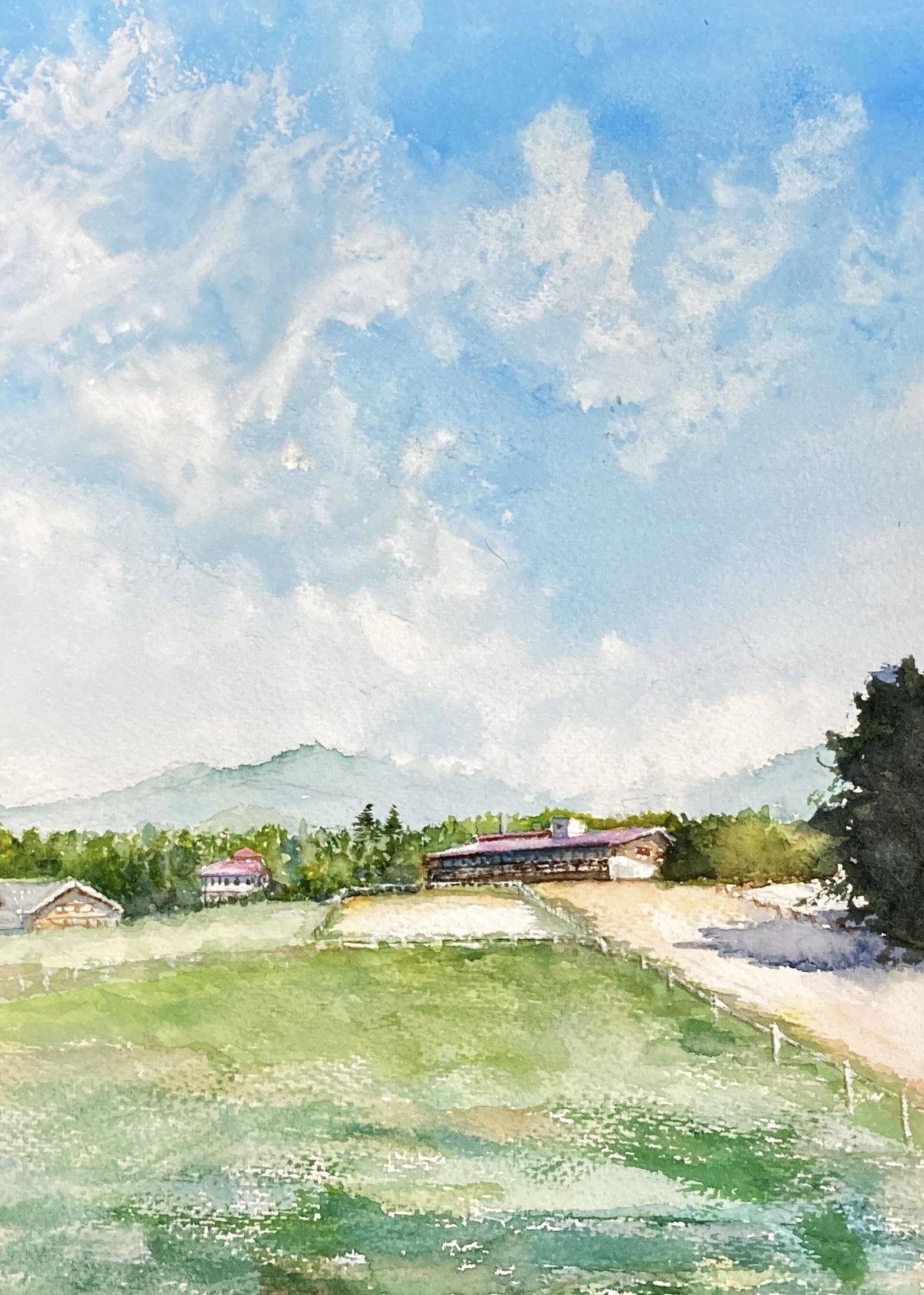 絵画　下田君三　リスボン港の見える丘 絵画下田君三リスボン港の見える丘