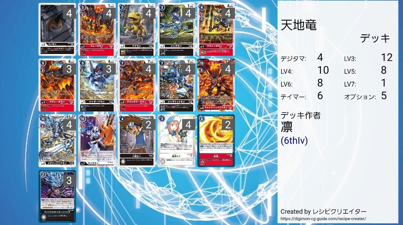デジカ】天地竜【デッキレシピ】|凛 デジカ】天地竜【デッキレシピ】|凛