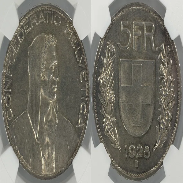 1928年（B）スイス 5フラン銀貨（ウィリアム・テル）｜アンティーク