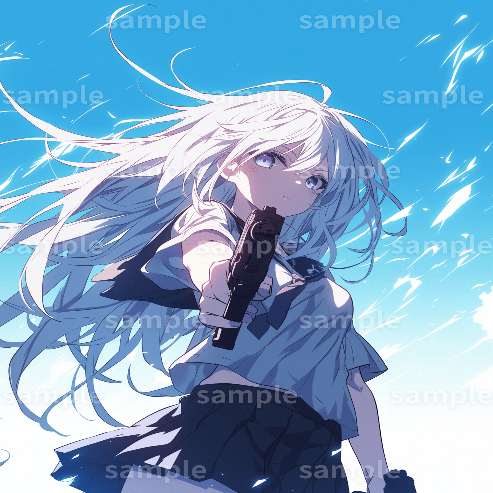 銀髪の美しい女性イラスト」素材2枚セット｜SNSアイコン・ショート動画