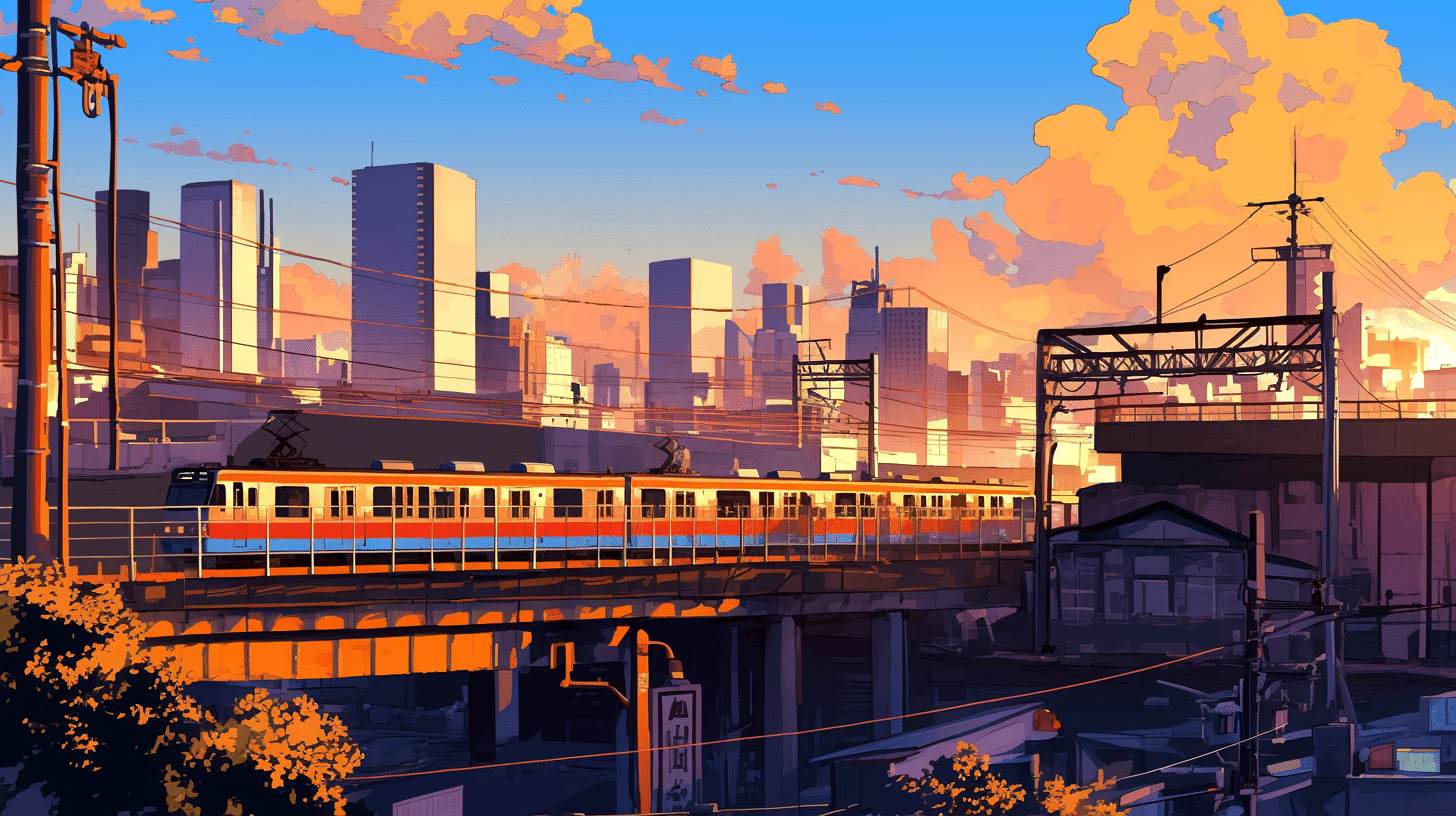 AIイラスト🎨都会の夕暮れと秋の風景｜れいれい🌎学び続ける先生