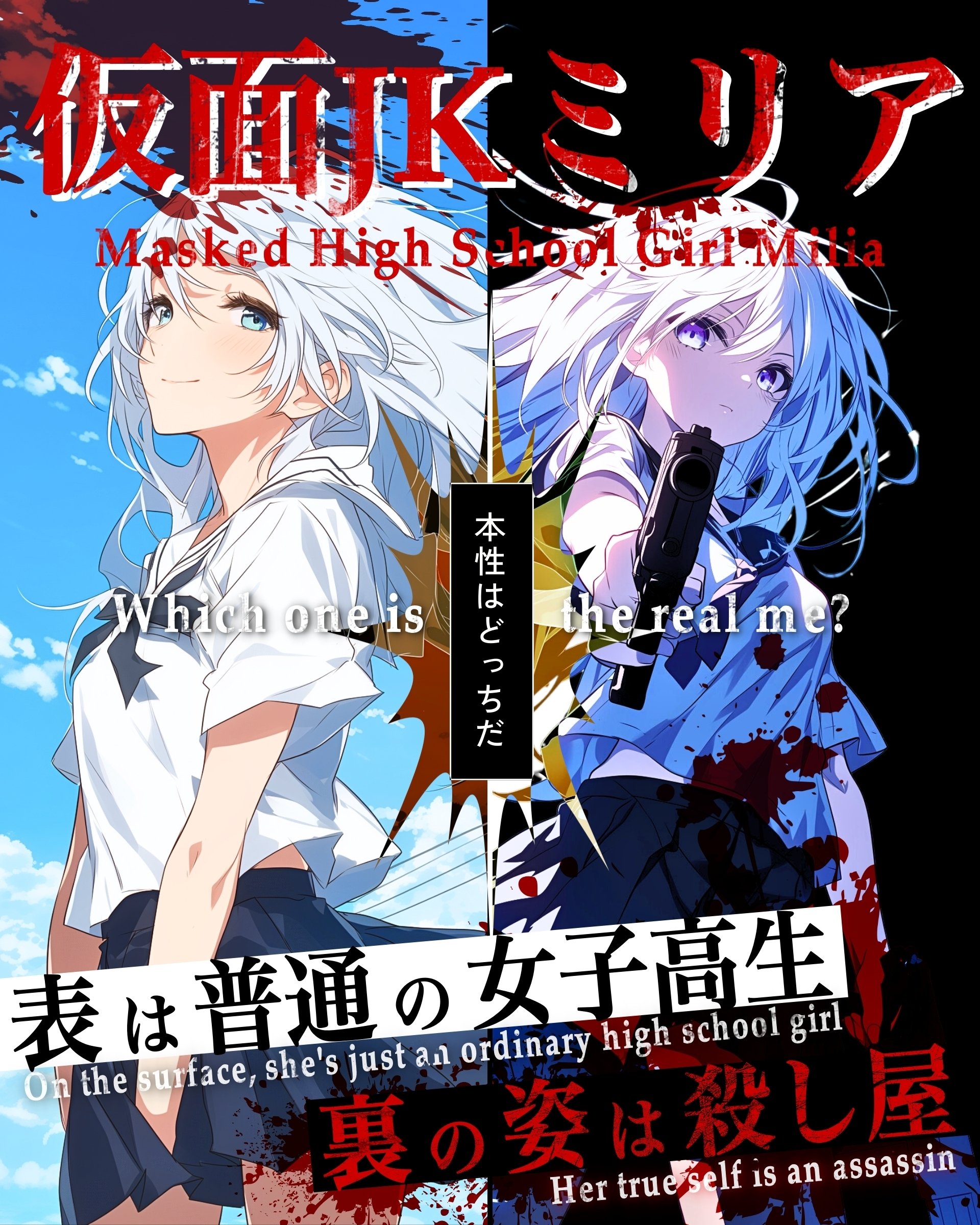 【短編マンガ】仮面JKミリア普通の学校生活を過ごす 女子高校生「ミリア」（Milia）しかし、裏の姿は”殺し屋”そんな「2つの顔」を持つ彼女の物語。