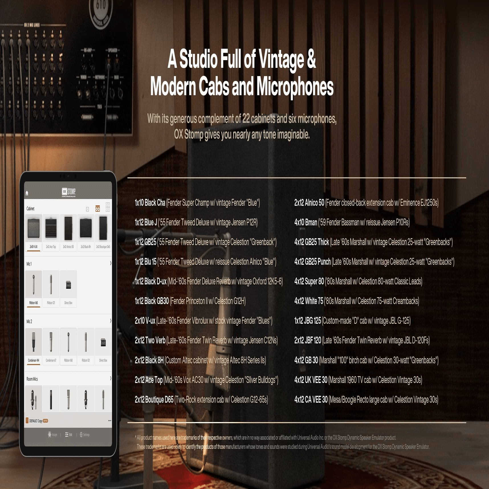 完璧にマイキングされたギタートーンを瞬時に得られる「UAFX OX Stomp