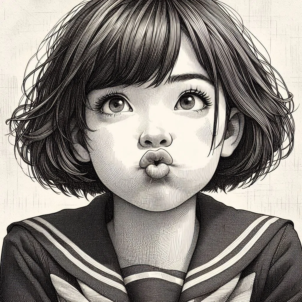 女子高生が描いた点描画【自画像】 【公式通販】