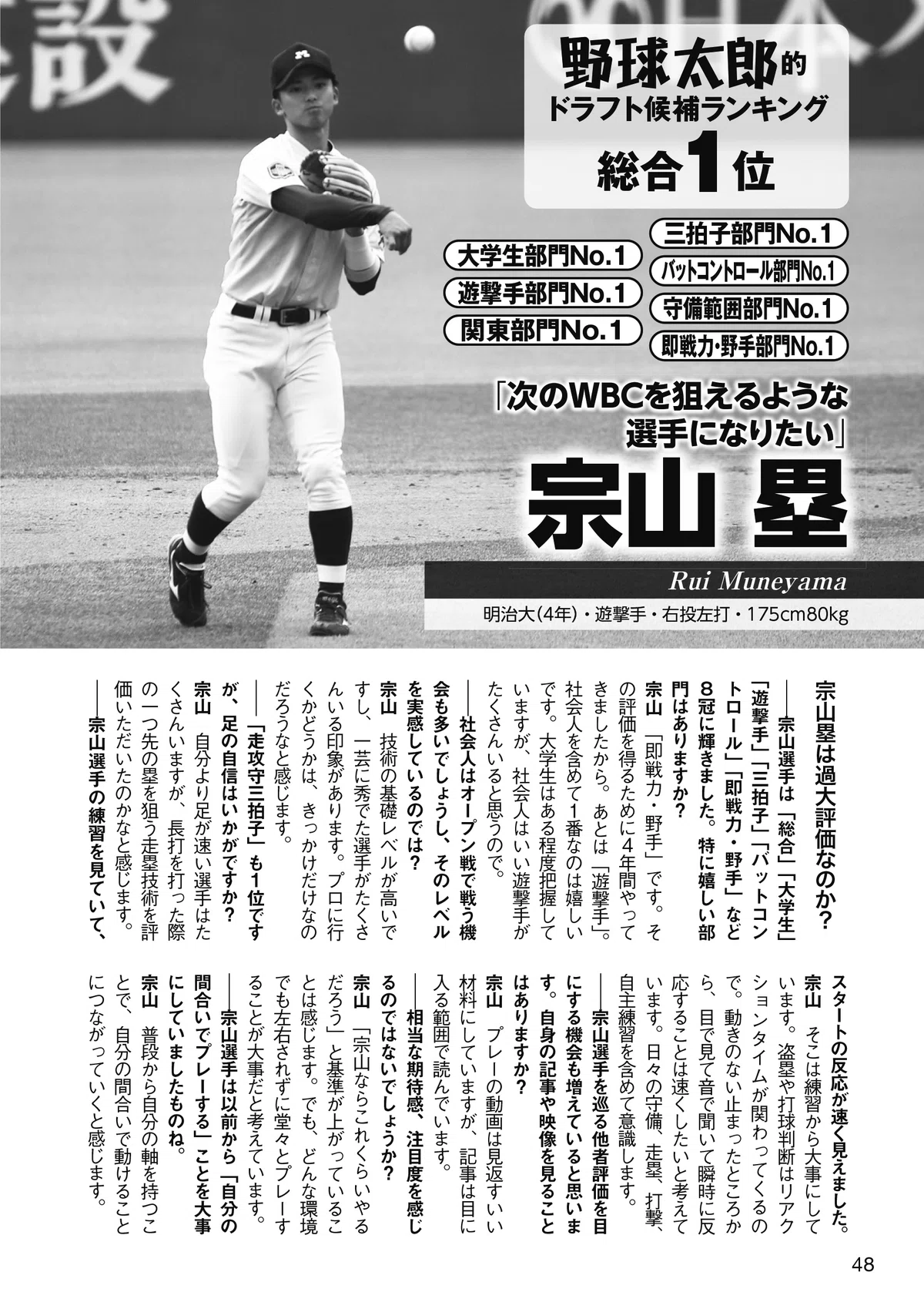 2024ドラフト直前】目玉選手インタビュー特別公開・宗山塁（明治大 