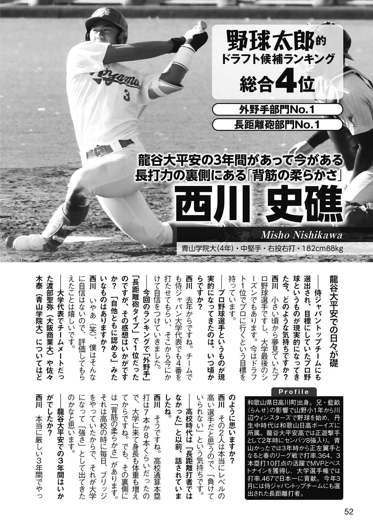 2024ドラフト直前】目玉選手インタビュー特別公開・西川史礁（青山学院 