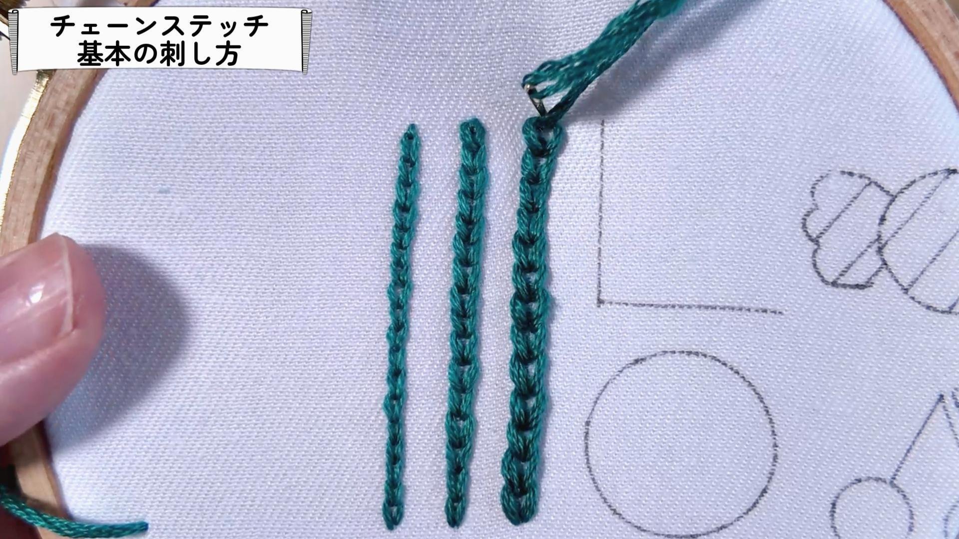 刺繍図案無料】チェーンステッチの刺し方解説｜サンプラー作り