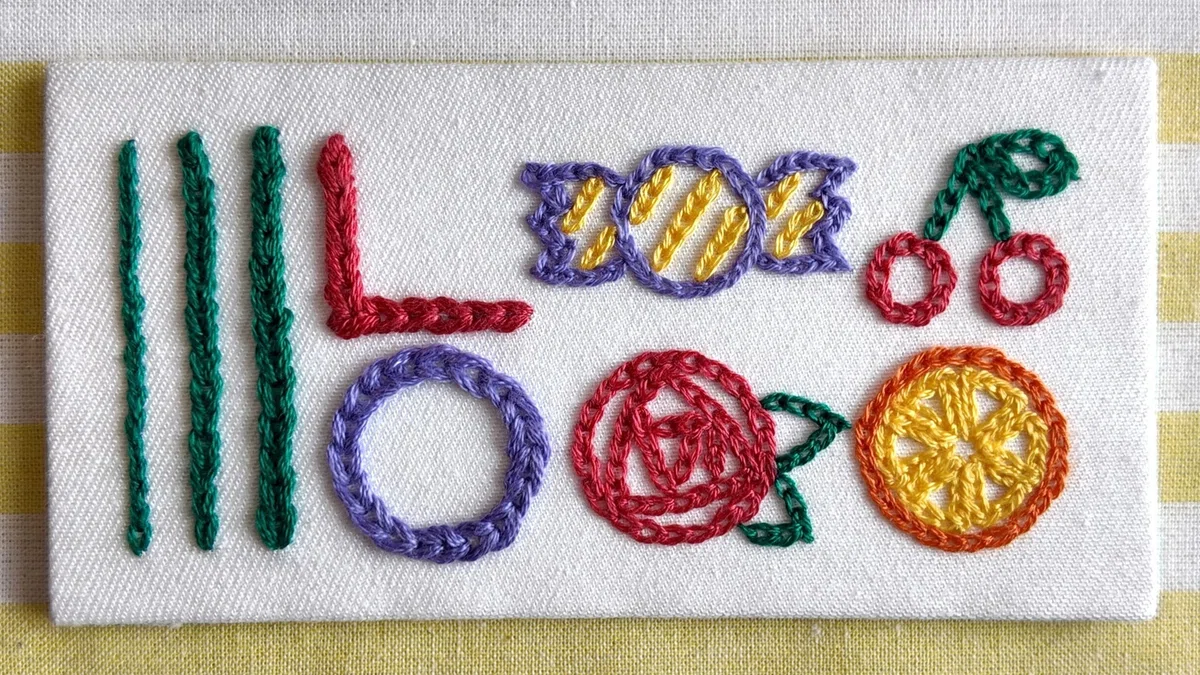 刺繍図案無料】チェーンステッチの刺し方解説｜サンプラー作り｜はな 