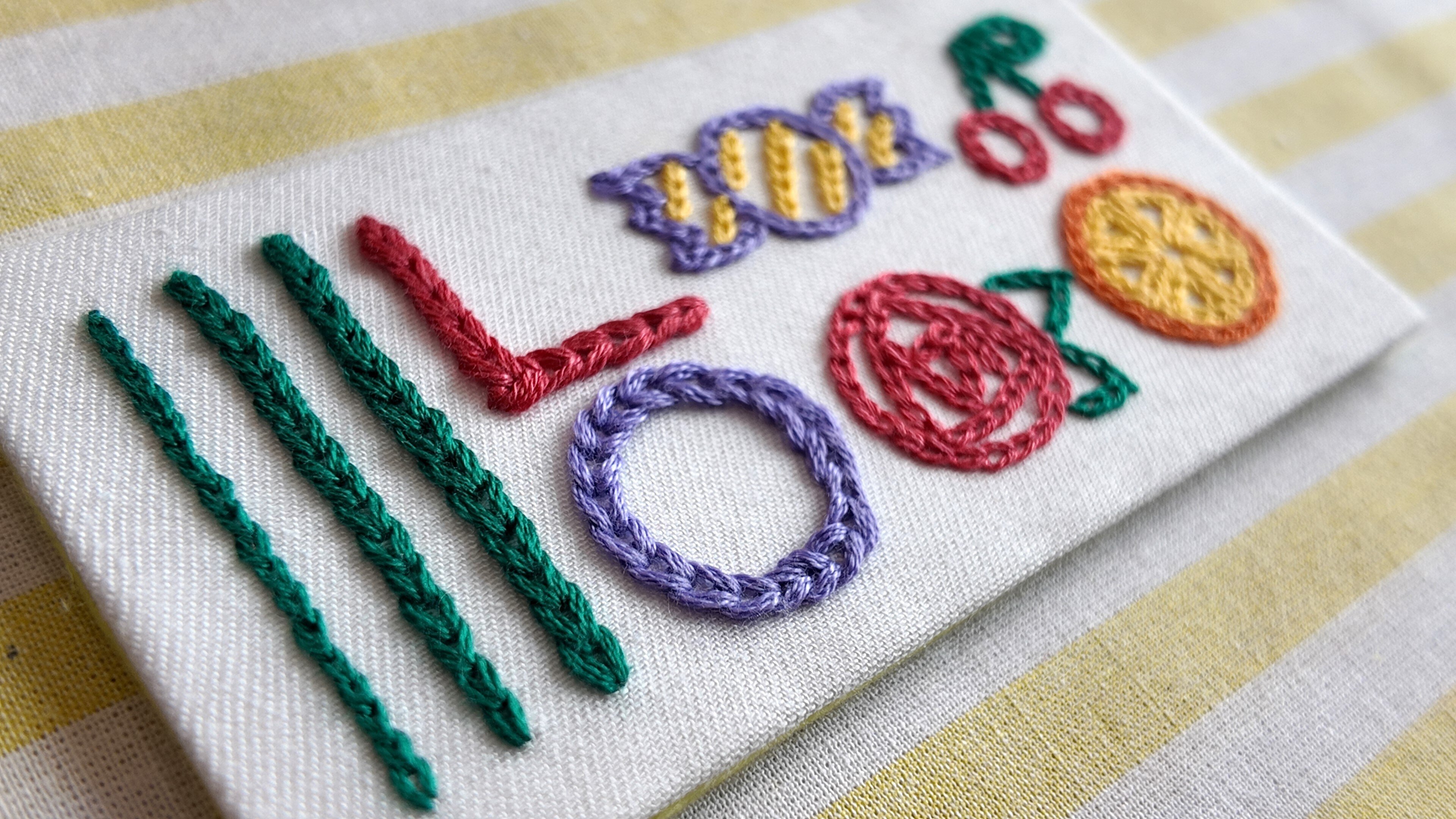 刺繍図案無料】チェーンステッチの刺し方解説｜サンプラー作り