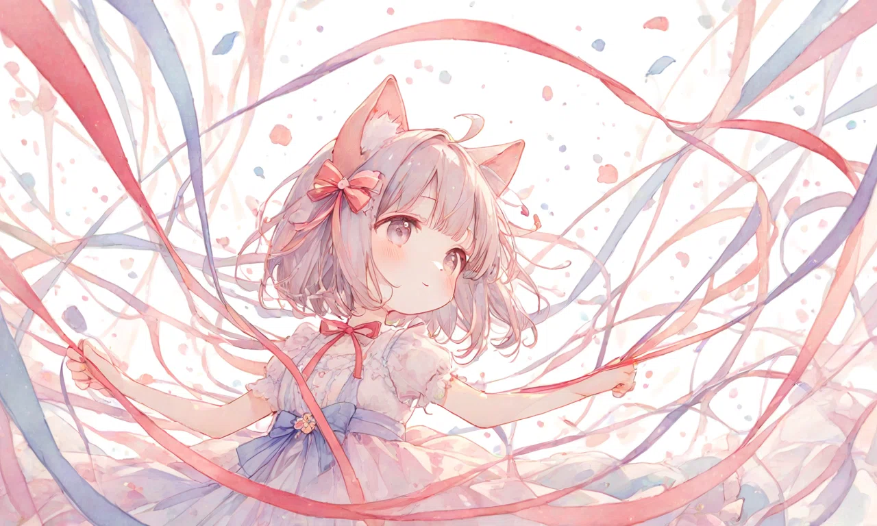猫耳少女とリボン｜月猫ゆめや
