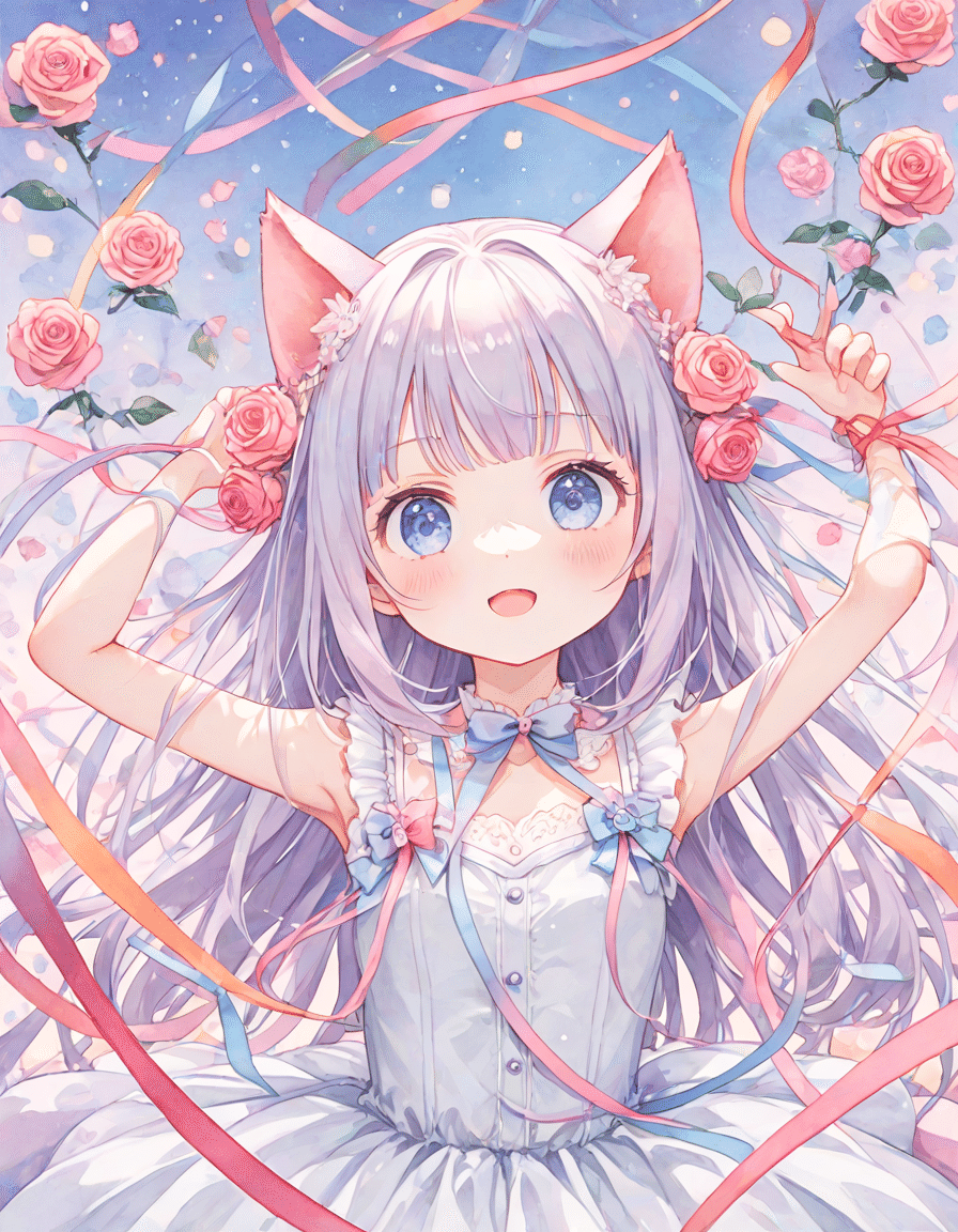 猫耳少女とリボン｜月猫ゆめや