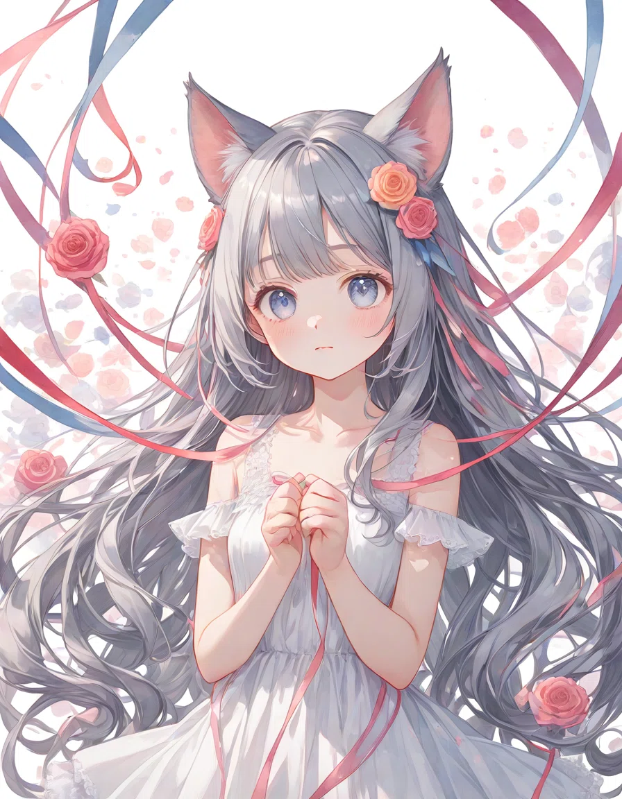 猫耳少女とリボン｜月猫ゆめや