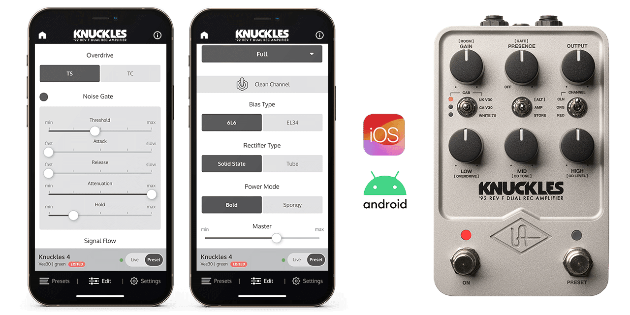 1992年の Rev F Dual Rec アンプのトーンを再現した「UAFX Knuckles