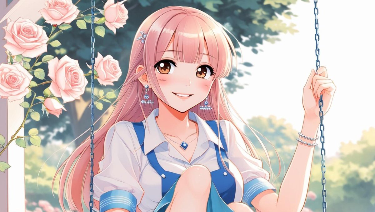 CANVAドリームラボで生成した「ブランコに乗る女の子」