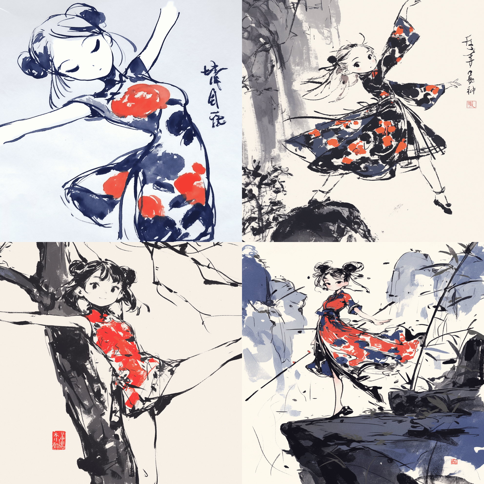 プロンプト付き】AIイラストの表現力、半端ないって！【水墨画編